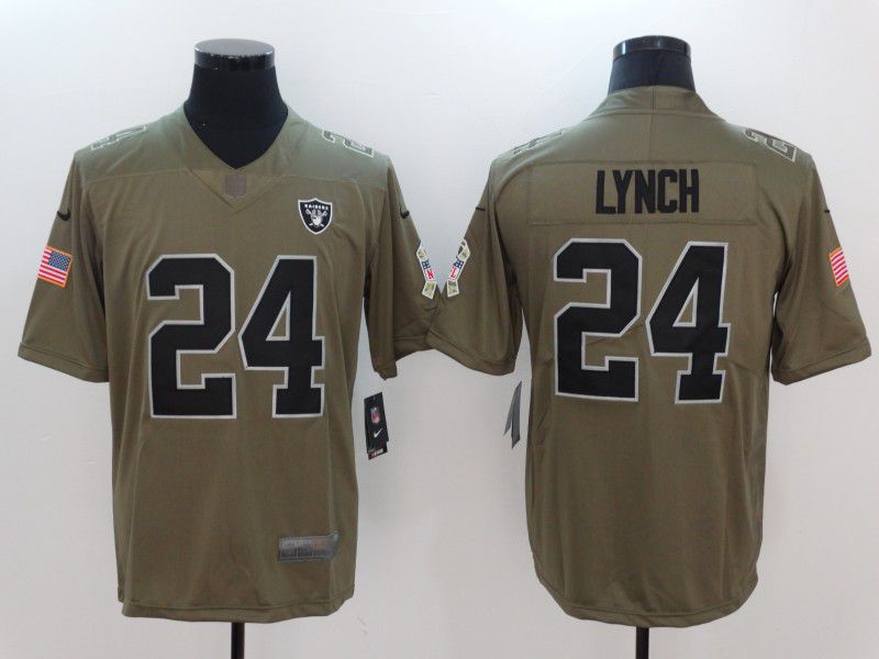 Men Oakland Raiders #24 Lynch Green Nike Olive Salute To Service Limited NFL Jersey